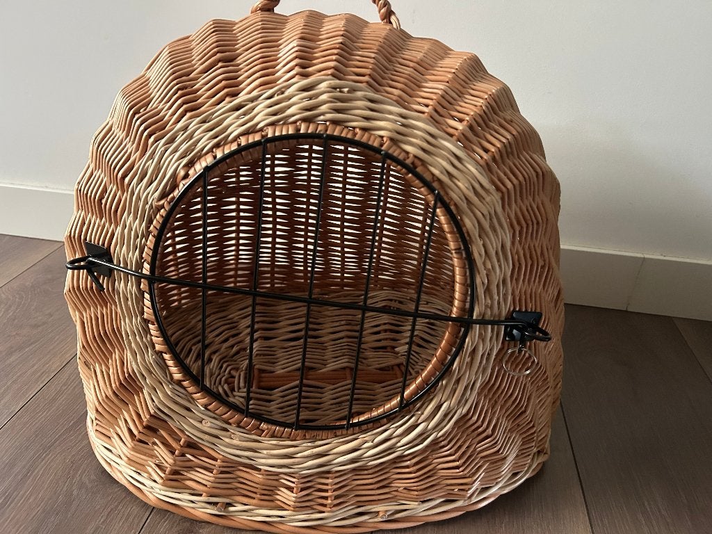 Rieten kattenmand (reismand) met deurtje, Ophalen, Nieuw, Riet