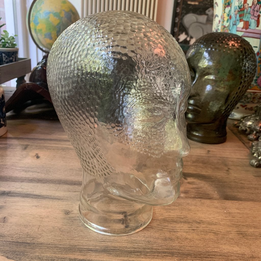 Vintage Glazen Etalage / Koptelefoon Hoofd transparant glas, Ophalen of Verzenden, Zo goed als nieuw
