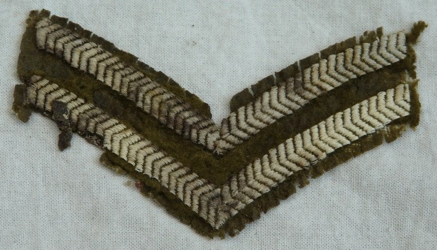 Rang Onderscheiding Chevron, Korporaal, Battledress, 1940s., Ophalen of Verzenden, Landmacht, Engeland, Embleem of Badge