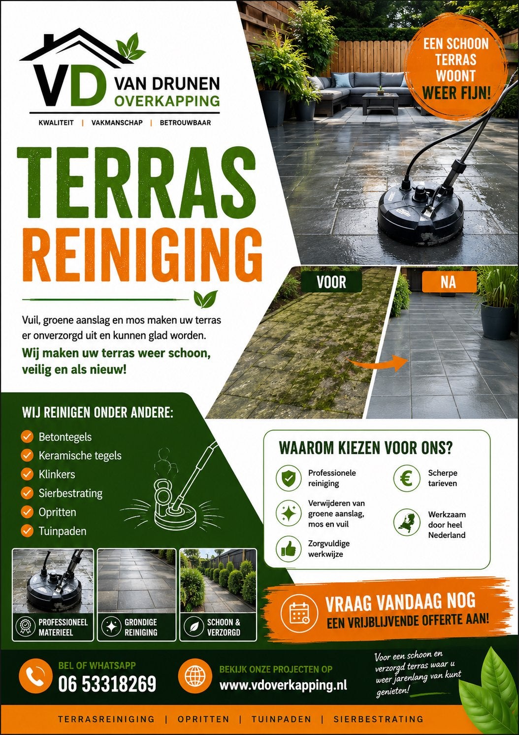 Terras laten reinigen, Diensten en Vakmensen