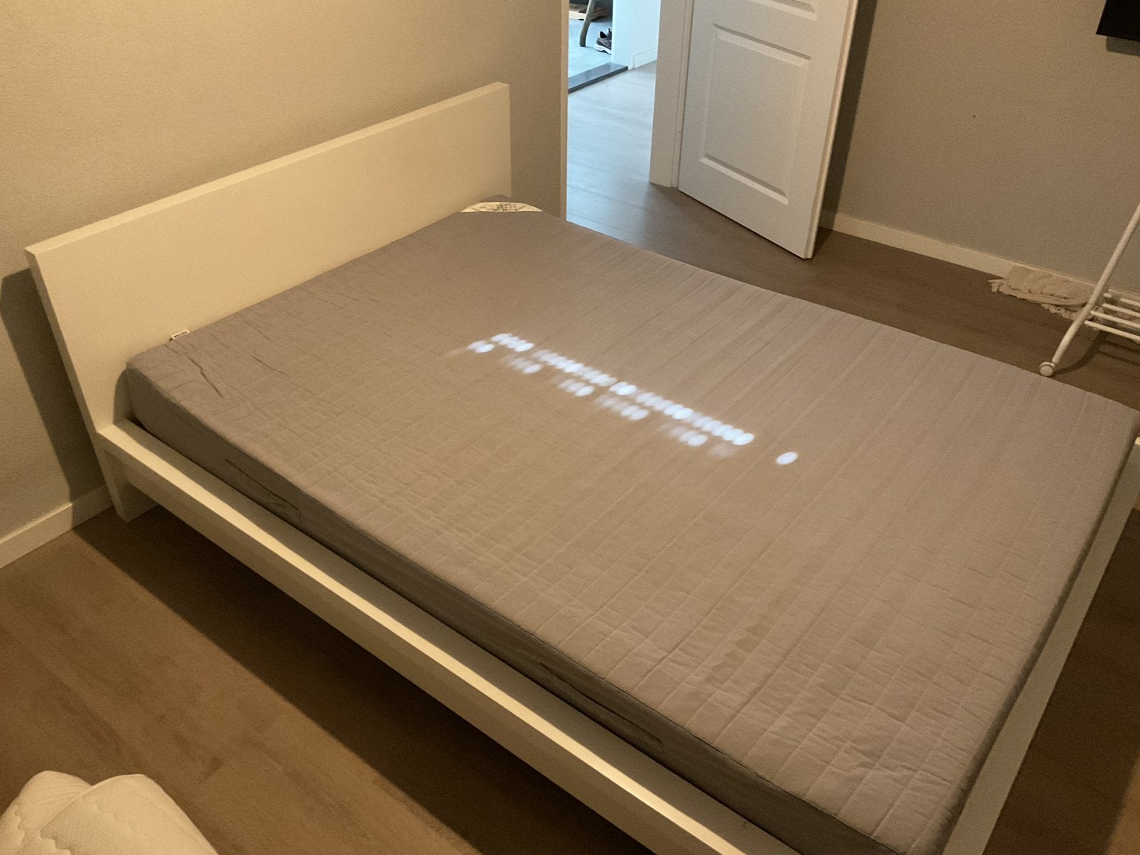 2 persoons bed Wit maat 140/200, Ophalen, Overige materialen, Wit, Tweepersoons