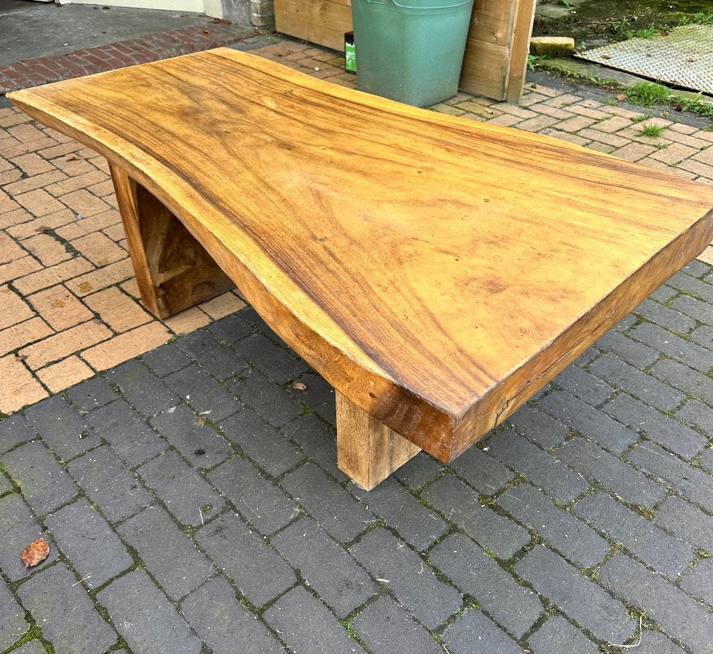 Salontafel boomstam massief, Huis en Inrichting, Ophalen, Gebruikt, 100 tot 150 cm, Eikenhout