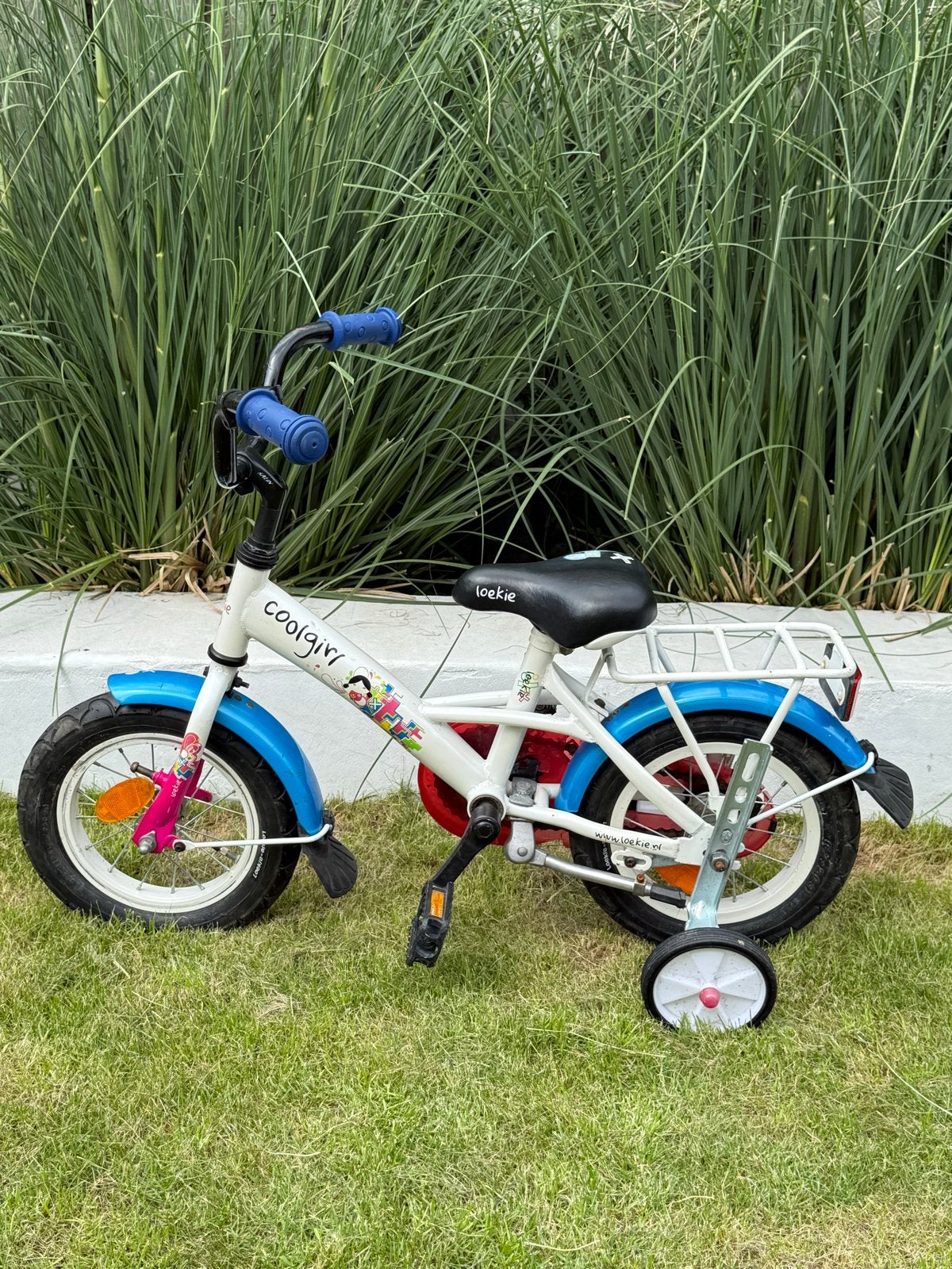 Loekie Coolgirl kinderfiets met zijwieltjes, Ophalen, Terugtraprem, Zijwieltjes, Gebruikt