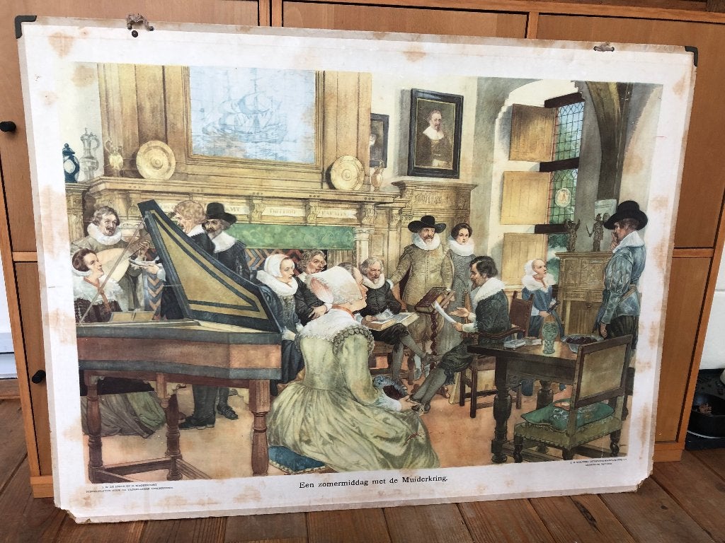 schoolplaat "Een zomermiddag met de Muiderkring", Ophalen, Geschiedenis