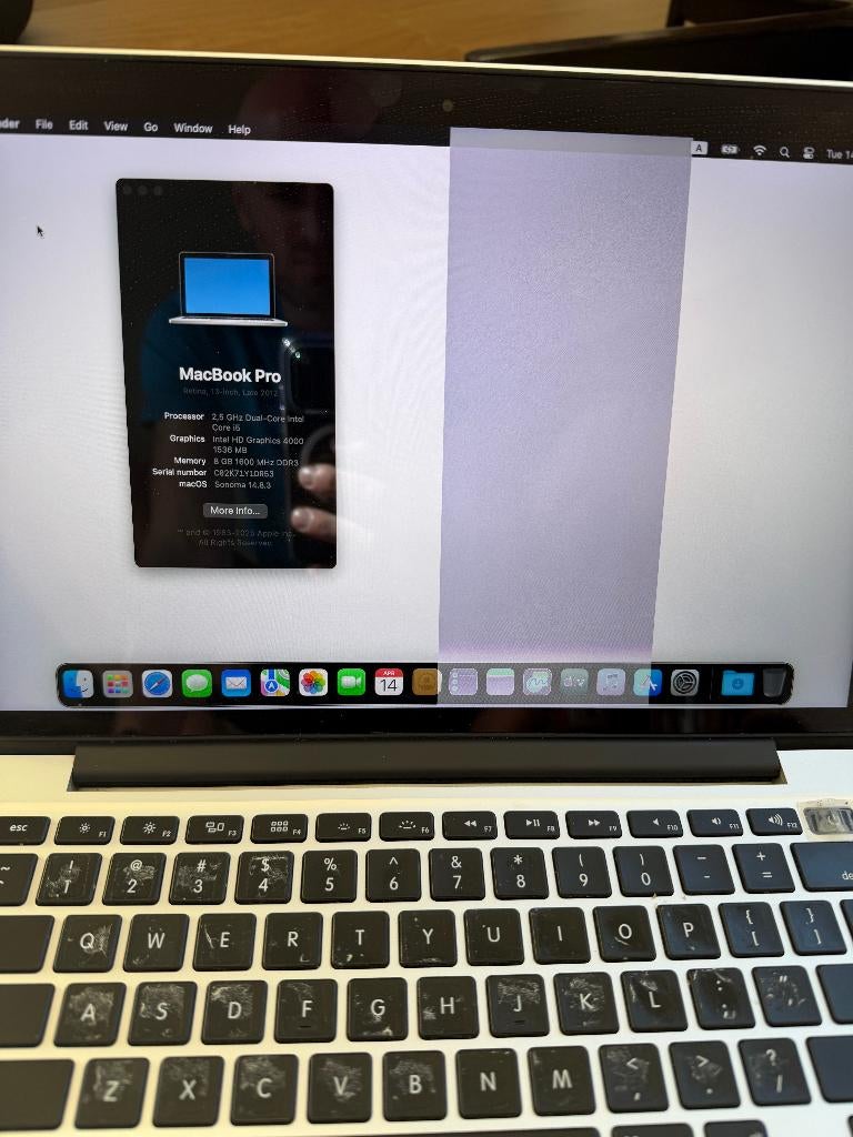 Macbook pro 2012, Computers en Software, Apple Macbooks, Gebruikt, MacBook Pro, 13 inch, 2 tot 3 Ghz, 256 GB, 8 GB, Qwerty, Ophalen