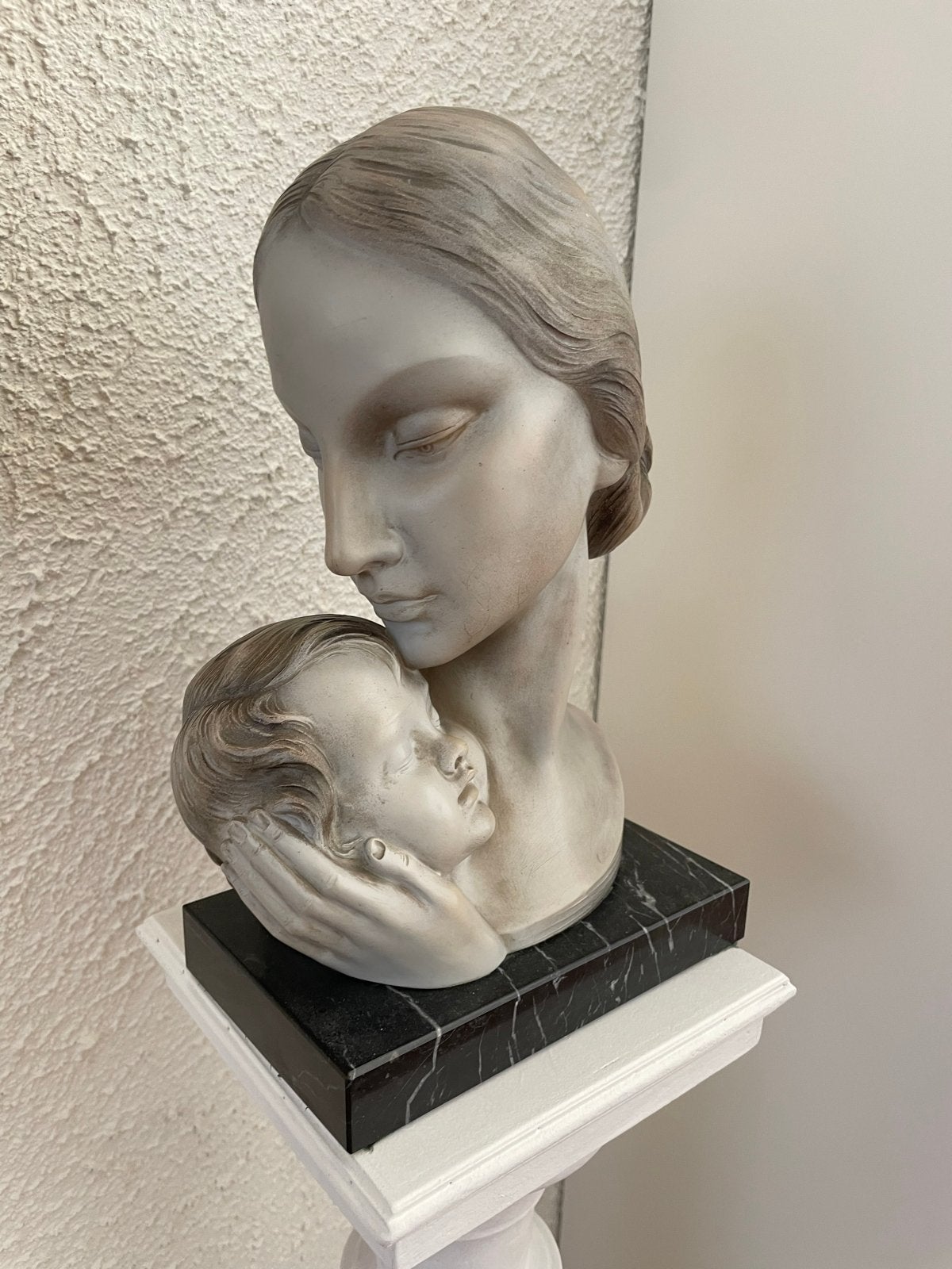 Prachtige buste van moeder en kind, Antiek en Kunst, Ophalen, Groep mensen, Buste, 20 - 50 cm
