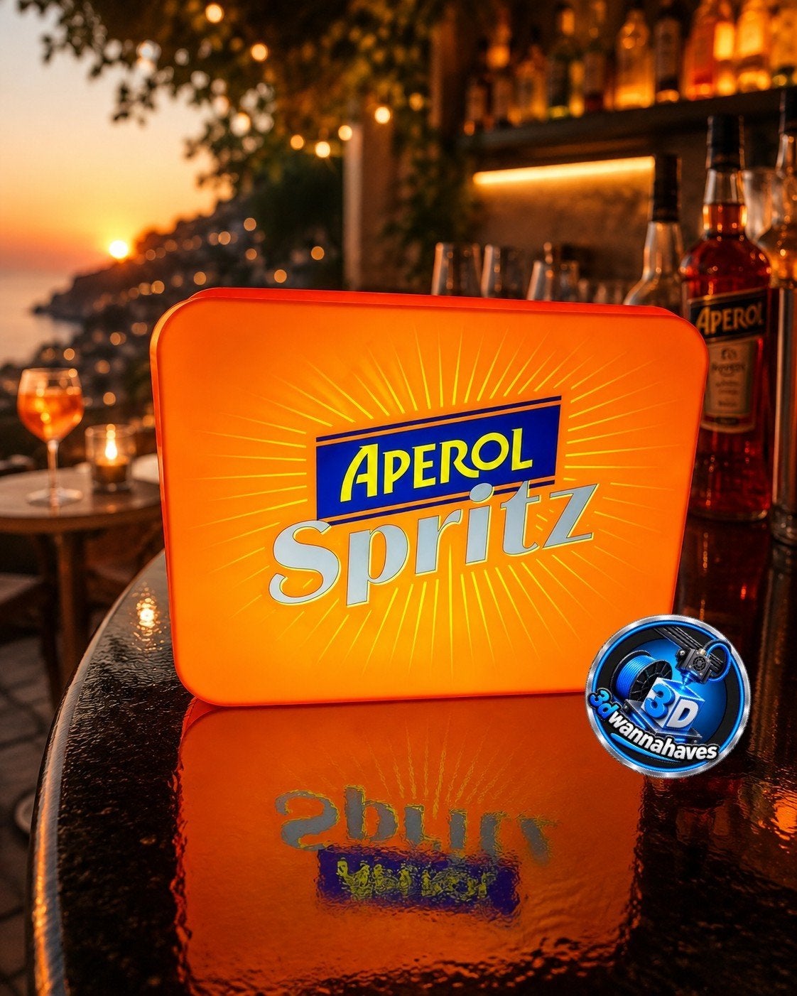 Aperol Spritz LED Reclamebak - Horeca/Thuisbar Decoratie, Ophalen of Verzenden, Nieuw, Lichtbak of (neon) lamp