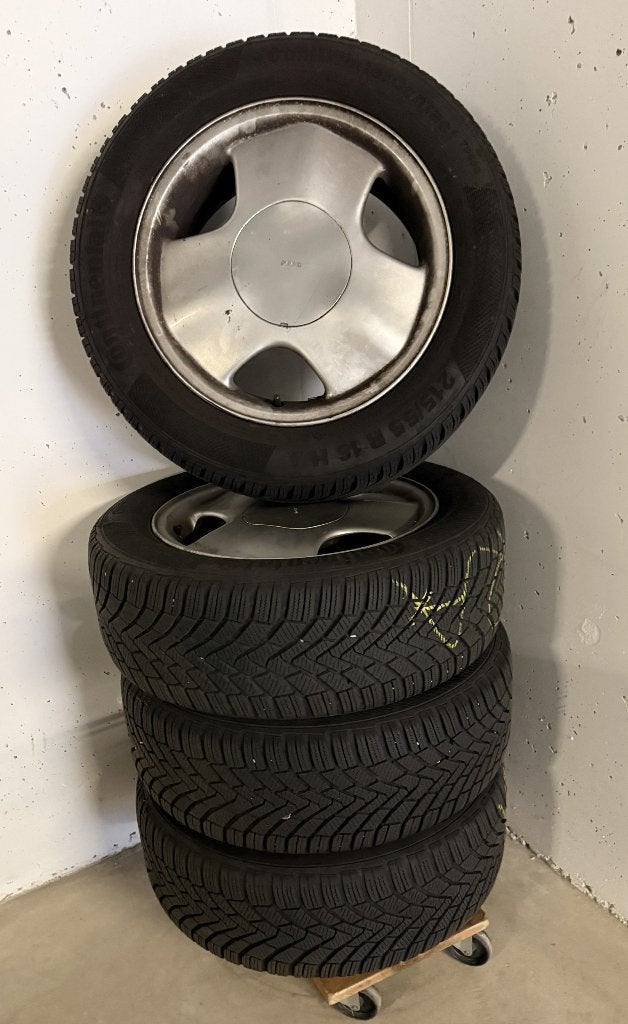Winterbanden op velg 215/55/R16H, Ophalen, 16 inch, Banden en Velgen, Winterbanden