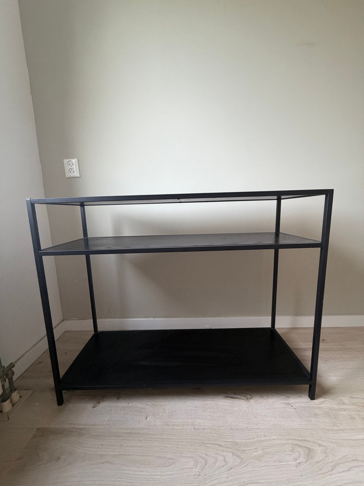 Zwart metalen wandtafel/sidetable Westwing met hout, Ophalen, 50 tot 100 cm, Zo goed als nieuw, Metaal