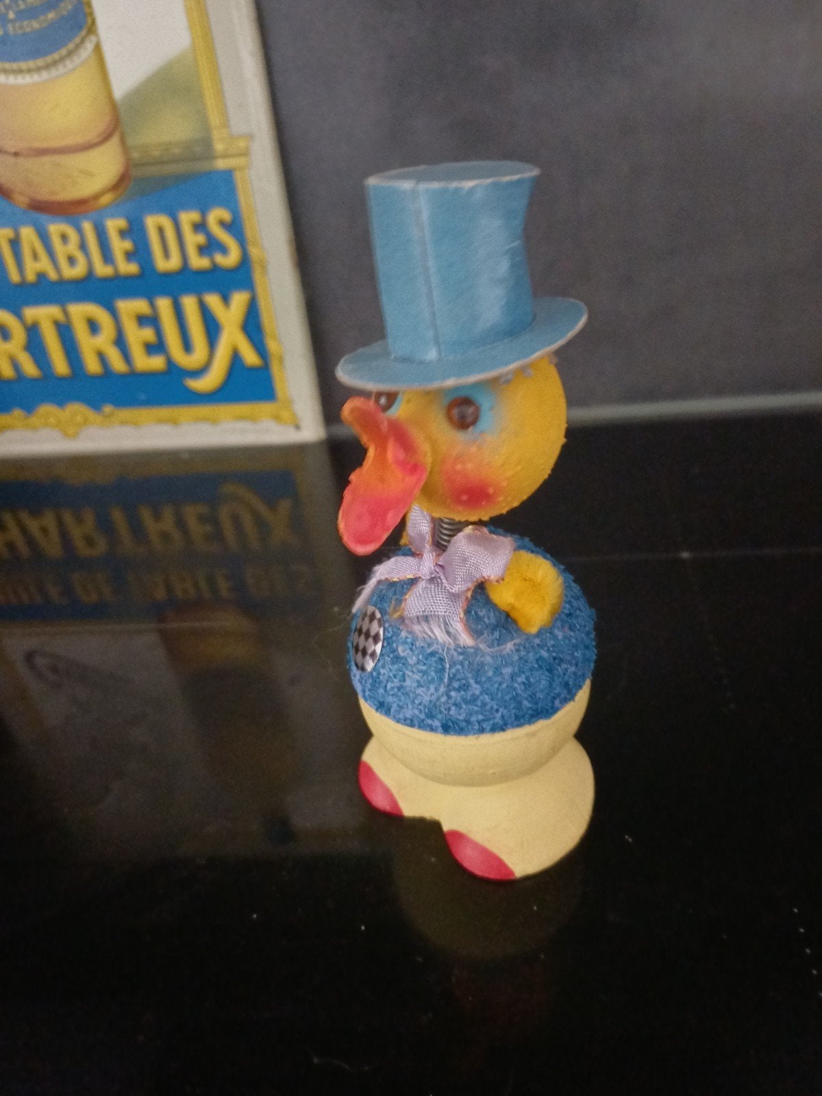Vintage Candy Container Wiebeleend met hoge hoed, Antiek en Kunst, Curiosa en Brocante, Verzenden