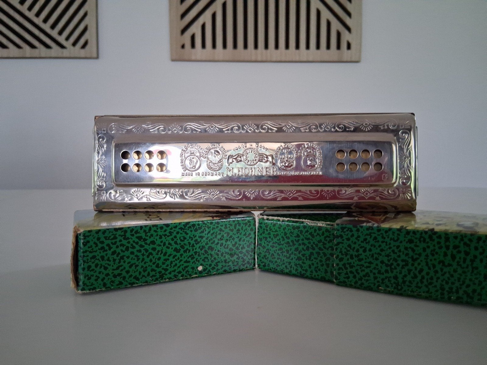 The Echo Harp Germany Mondharmonica vintage in doosje, Ophalen