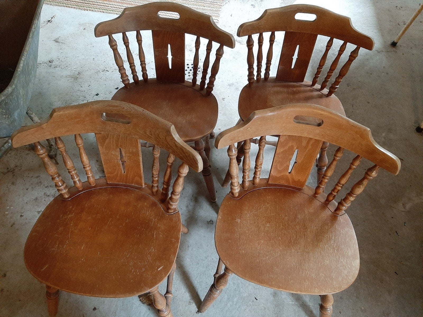 Set van 4 vintage Windsor Captain stoelen, Antiek en Kunst, Ophalen