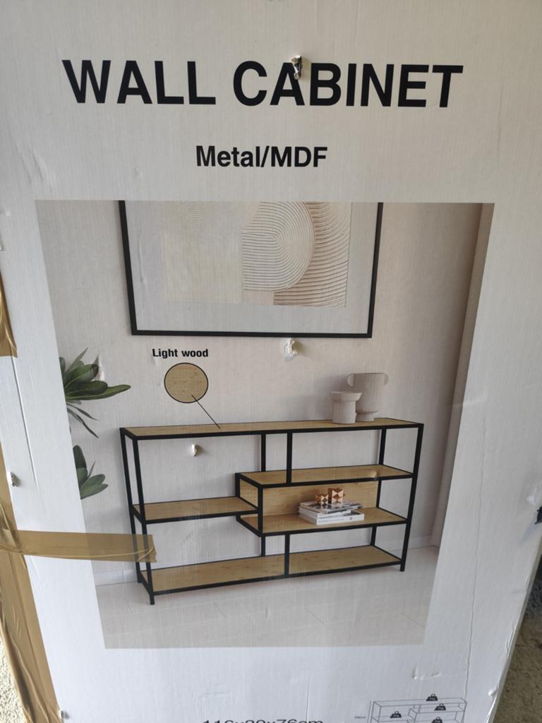 Modern Wandrek Metaal/MDF - Licht Hout Look, Ophalen of Verzenden, Nieuw
