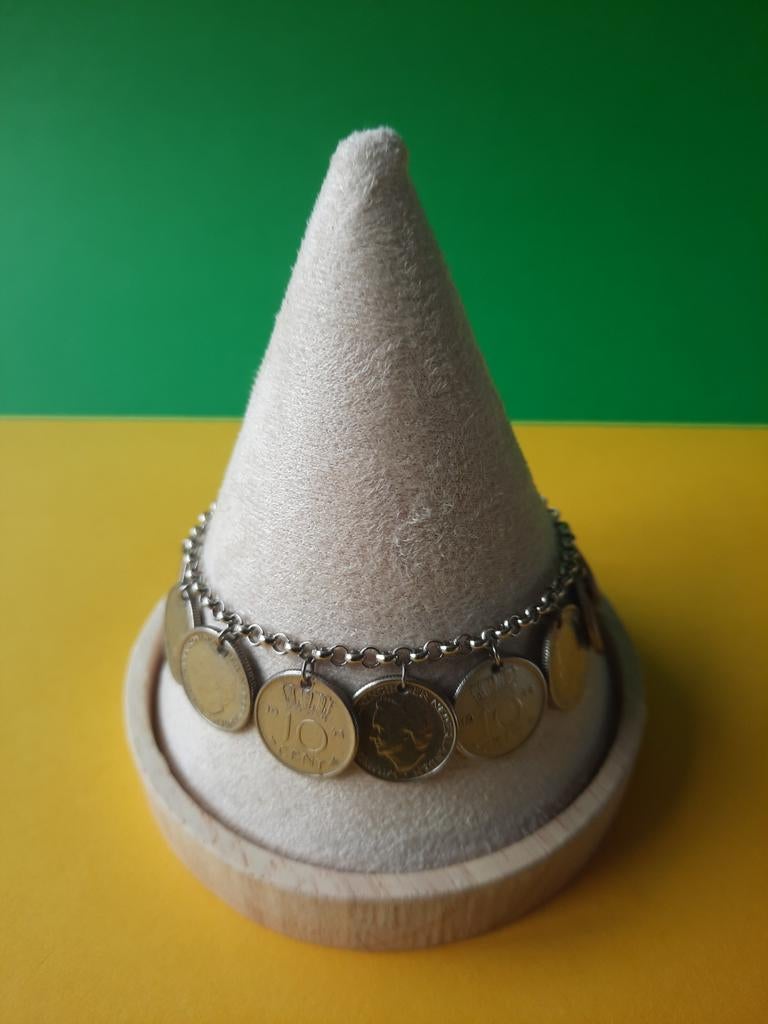 Wilhelmina Dubbeltjes Armband. Max lengte 19cm, Sieraden, Tassen en Uiterlijk, Armbanden, Ophalen of Verzenden, Zo goed als nieuw