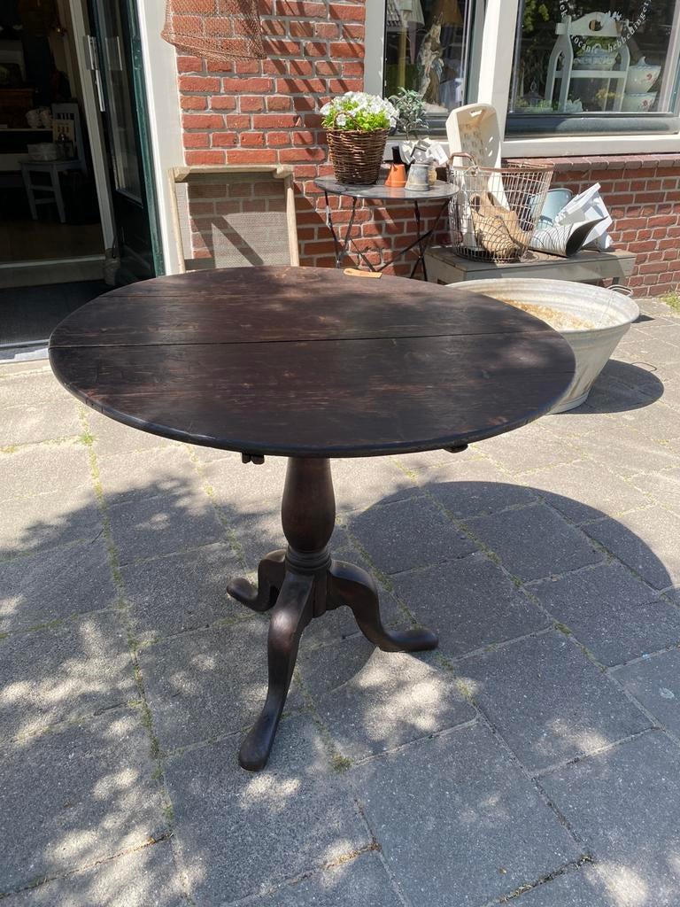 Antieke Wijntafel, Rond, Wijntafeltje, Tafel, Hout, Brocante, Ophalen