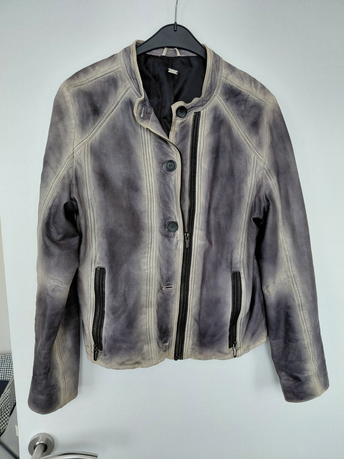 Te Koop: GUSTAV Leren Jasje,  mt 44. Grijs., Kleding | Dames, Ophalen of Verzenden, Zo goed als nieuw, Grijs, Maat 42/44 (L)