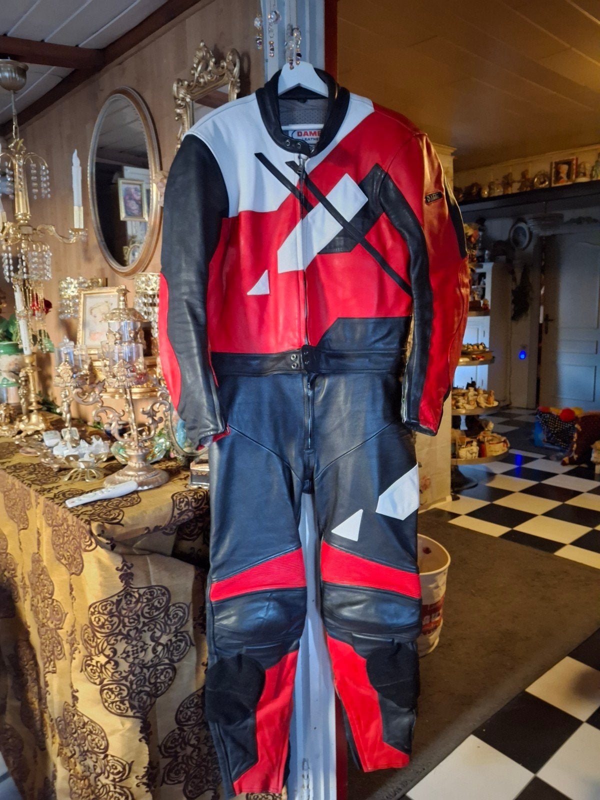 Damen Leathers Leren Motorpak (2-delig)  Rood/Zwart/Wit 54, Motoren, Ophalen of Verzenden, Nieuw zonder kaartje, Combipak, Damen Leathers