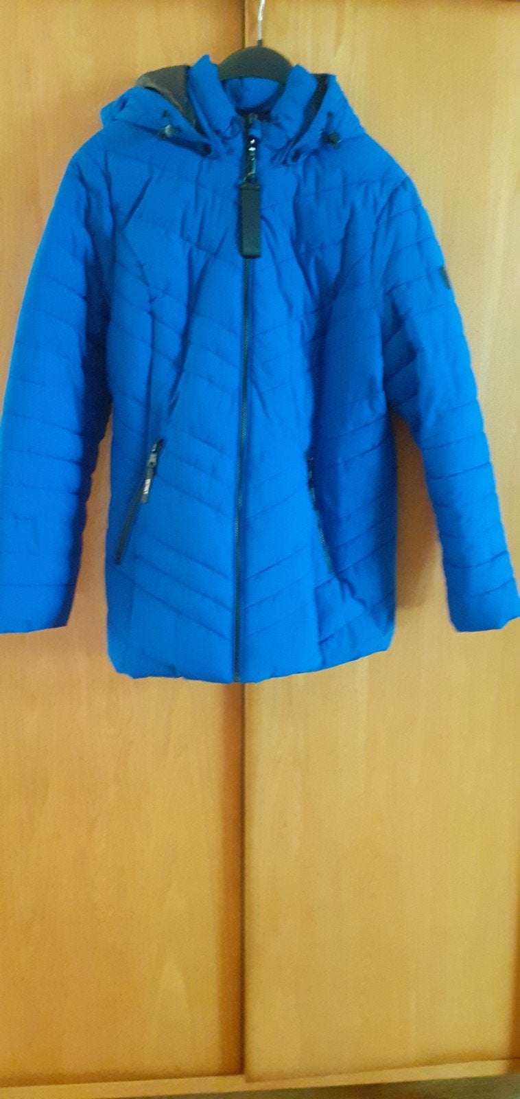 winterjas van District, Kleding | Dames, Blauw, Maat 42/44 (L), Ophalen of Verzenden, Zo goed als nieuw
