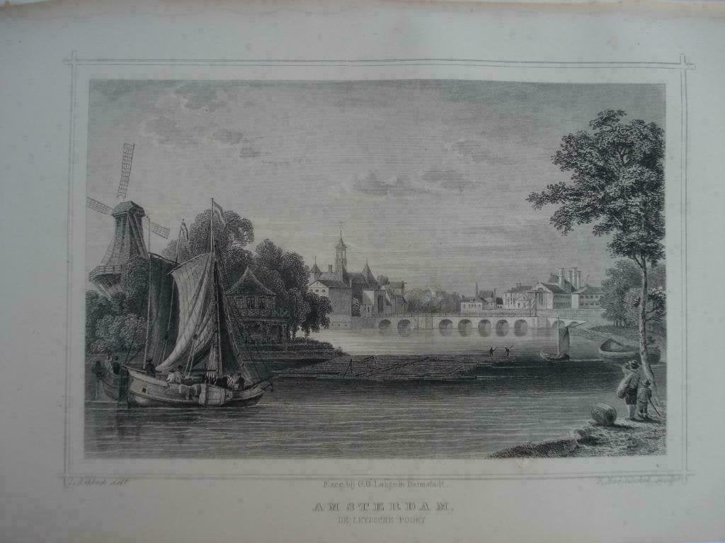 19 / Amsterdam de leidsche Poort Staalgravure  1860, Ophalen of Verzenden