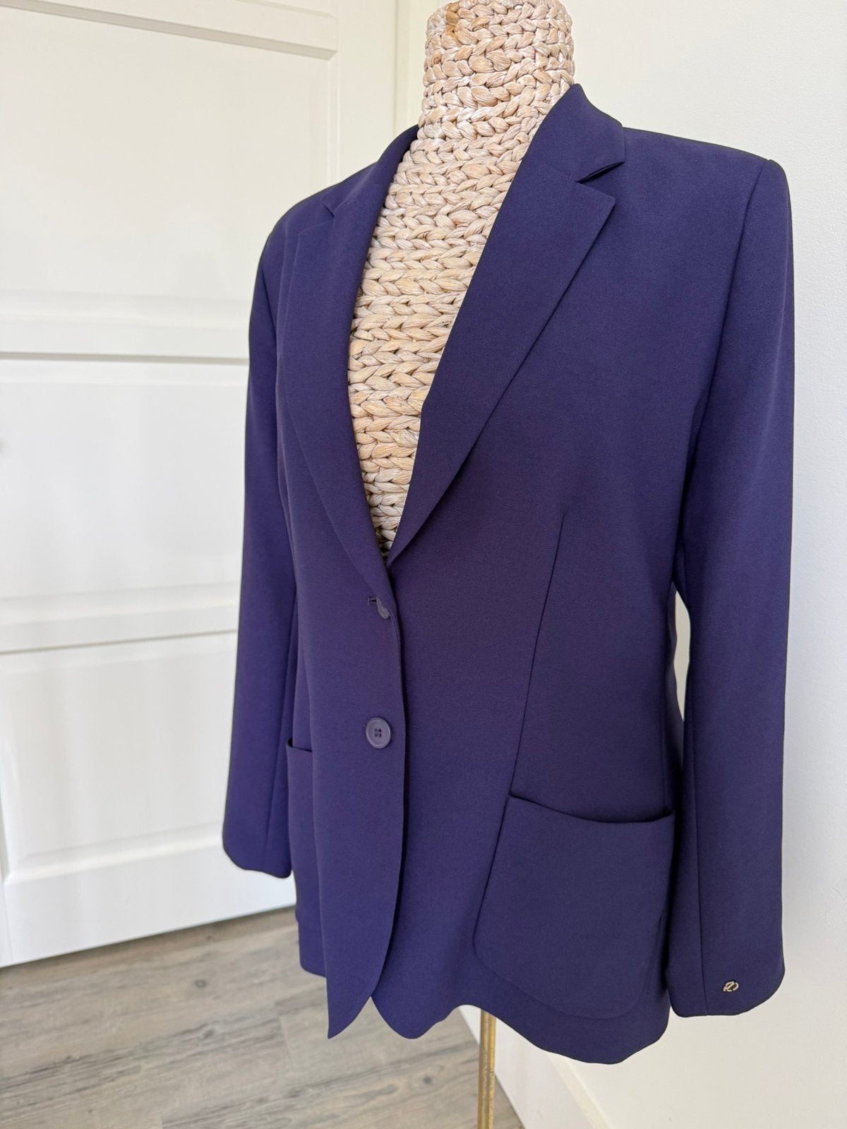 Nieuwe LaDress crêpe satijnen blazer L/40, Paars, Maat 42/44 (L), Nieuw, Ophalen of Verzenden