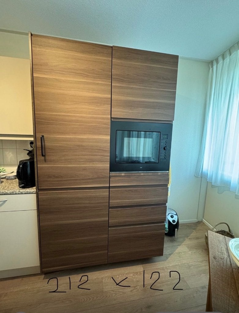 IKEA keukenkast koelkast, vriezer & ETNA combimagnetron, Ophalen, Gebruikt, 100 tot 150 cm, Bruin