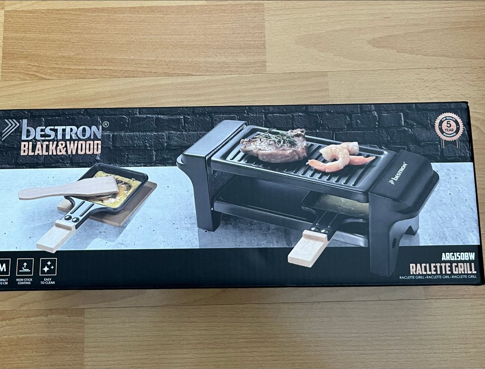 Bestron Black&Wood Raclette Grill ARG150BW, Ophalen of Verzenden, Nieuw, Minder dan 4 personen