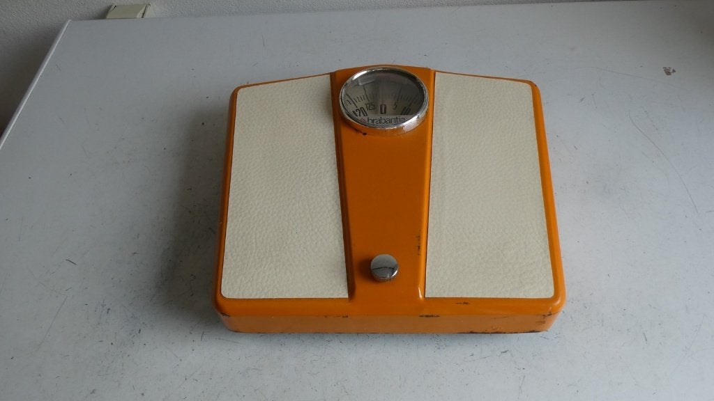 Vintage Brabantia personenweegschaal oranje – Jaren 70, Antiek en Kunst, Ophalen of Verzenden