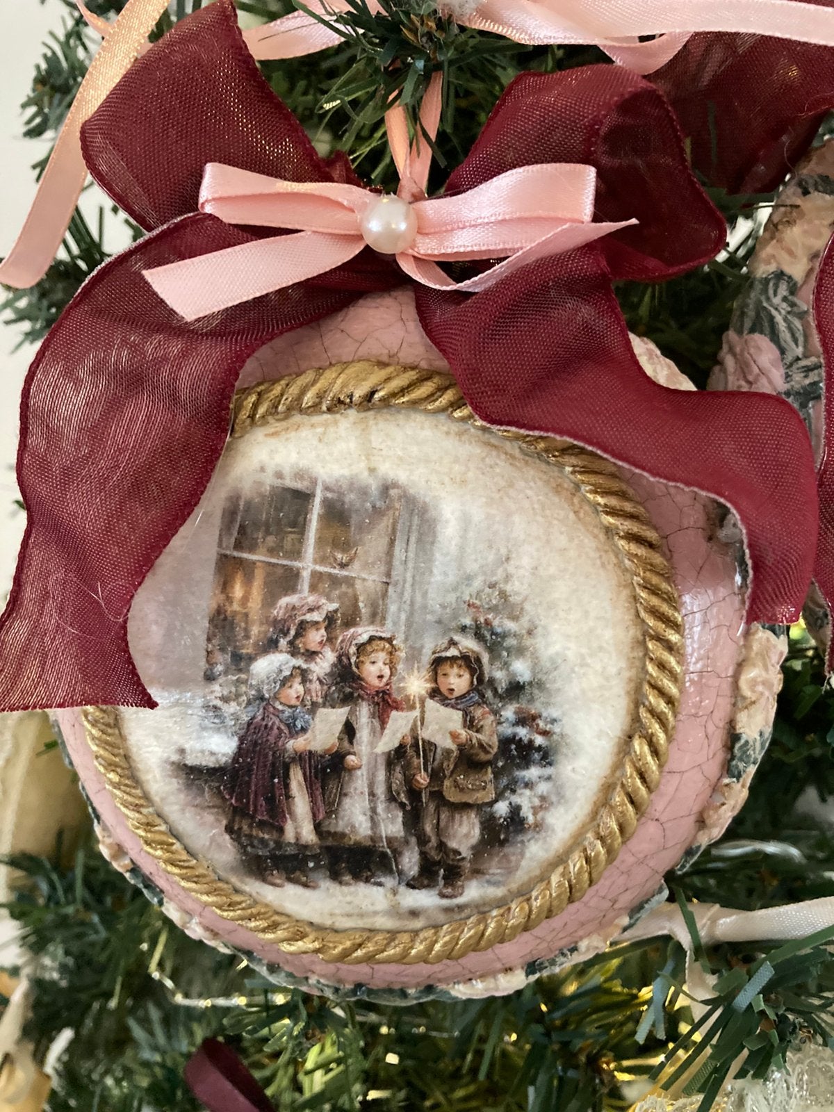 Kerstset unieke handgemaakt shabby chic vintage style, Diversen, Ophalen of Verzenden, Nieuw