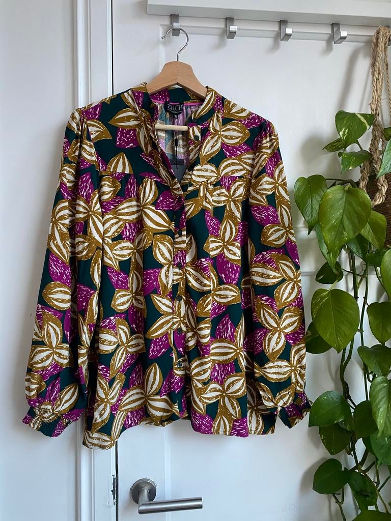 Zilch Amsterdam Blouse - Woodcut Pine - Maat XS, Ophalen of Verzenden, Nieuw, Maat 34 (XS) of kleiner, Groen