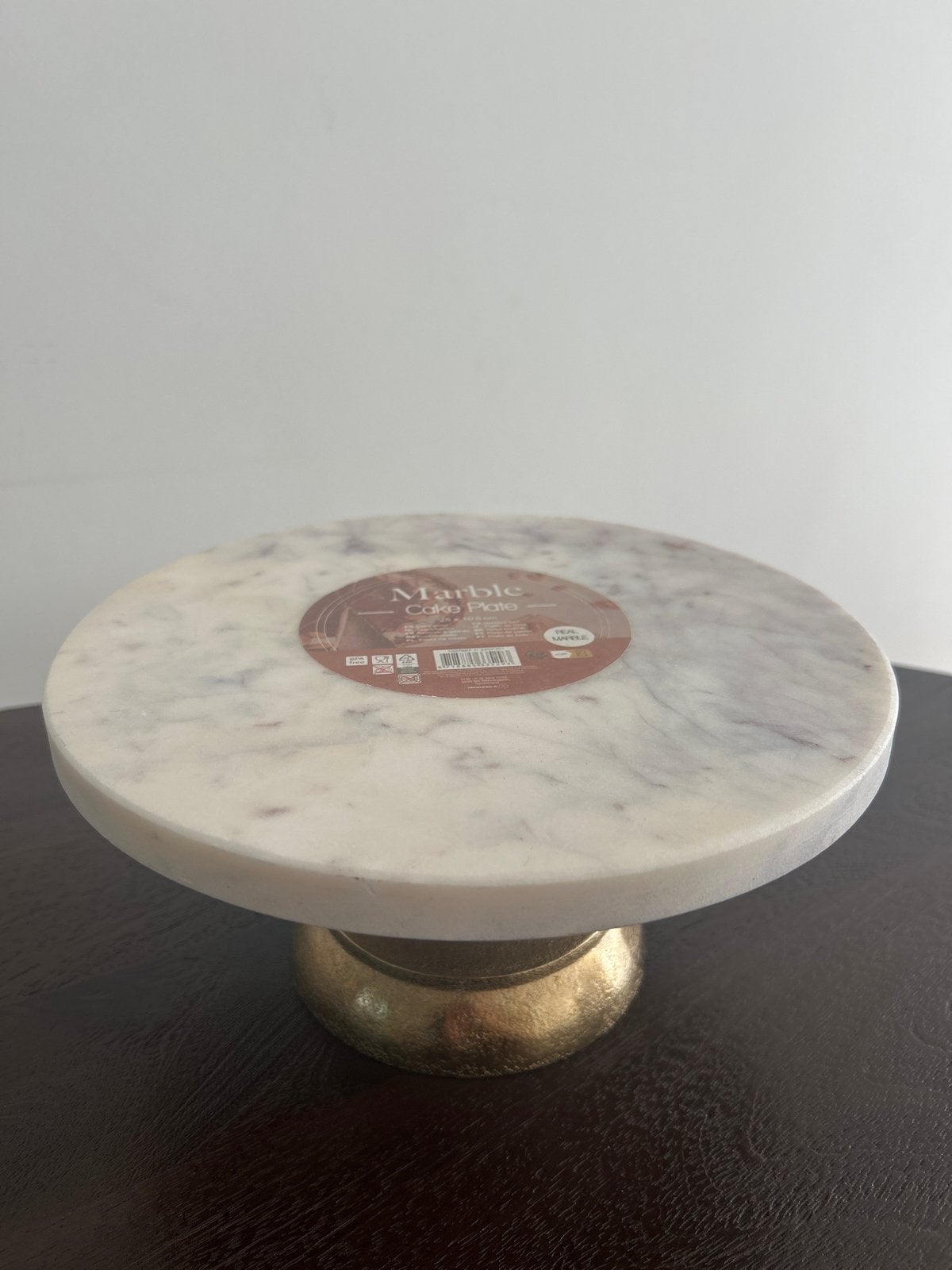 Marmeren Cake Plateau met Gouden Voet, Ophalen, Overige typen, Zo goed als nieuw, Steen/keramiek