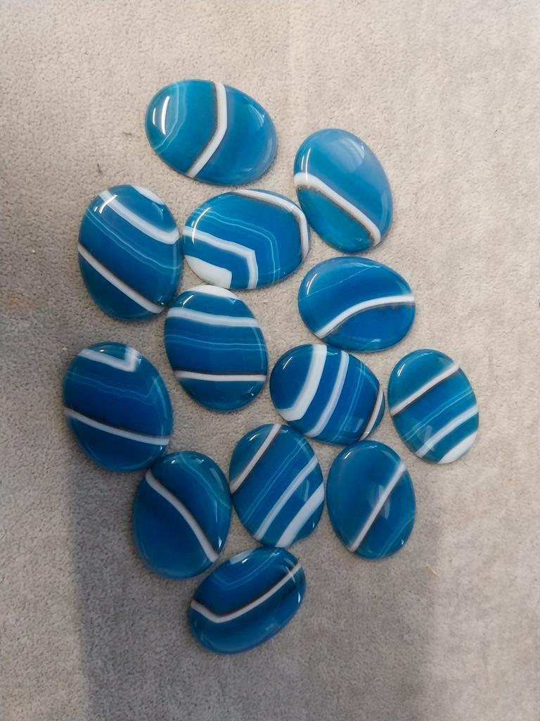 Blauwe agaat cabochons, Hobby en Vrije tijd, Kralen en Sieraden maken, Ophalen of Verzenden, Zo goed als nieuw