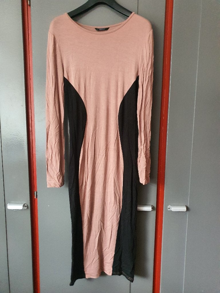 Shein lange jurk pastel oranje zwart maat L, Kleding | Dames, Maat 38/40 (M), Zwart, Ophalen of Verzenden, Zo goed als nieuw