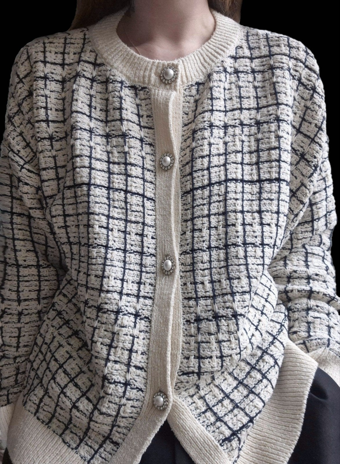 H&M katoenen tweed vest, H&M, Beige, Maat 42/44 (L), Nieuw