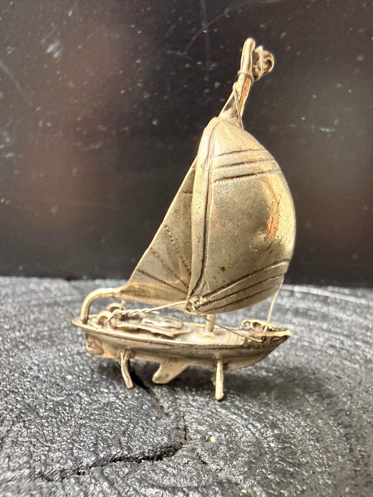 Prachtig gedetailleerd zilveren miniatuur zeilschip 800, Verzenden