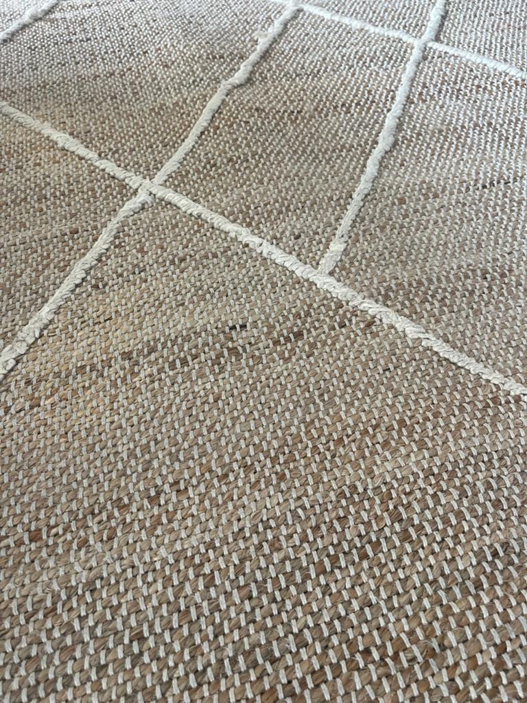 Juten vloerkleed met ruitpatroon, Huis en Inrichting, Ophalen, Gebruikt, Beige, 150 tot 200 cm