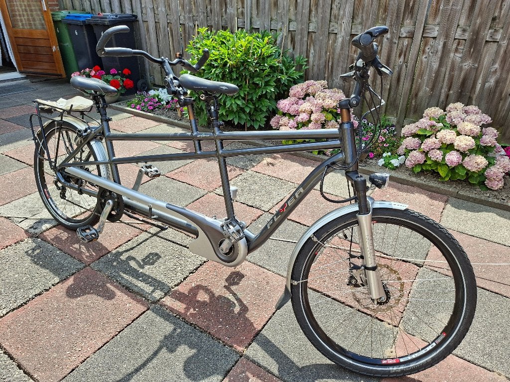 tandem Flyer elektrisch en zonder ondersteuning, Fietsen en Brommers, Fietsen | Tandems, Ophalen, Gebruikt, Vering, 10 tot 15 versnellingen
