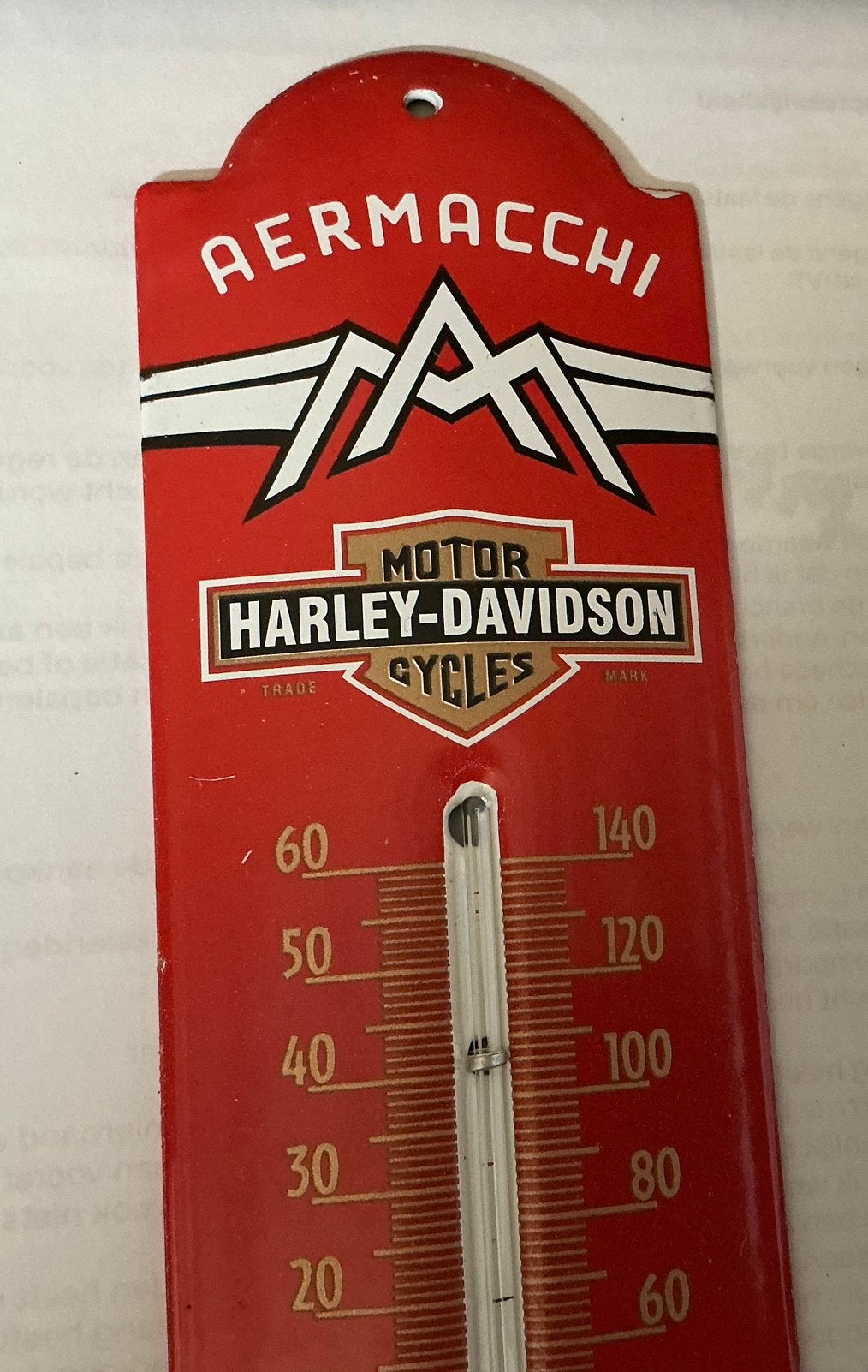 Emaille thermometer harley davidson, Ophalen of Verzenden, Gebruikt, Reclamebord