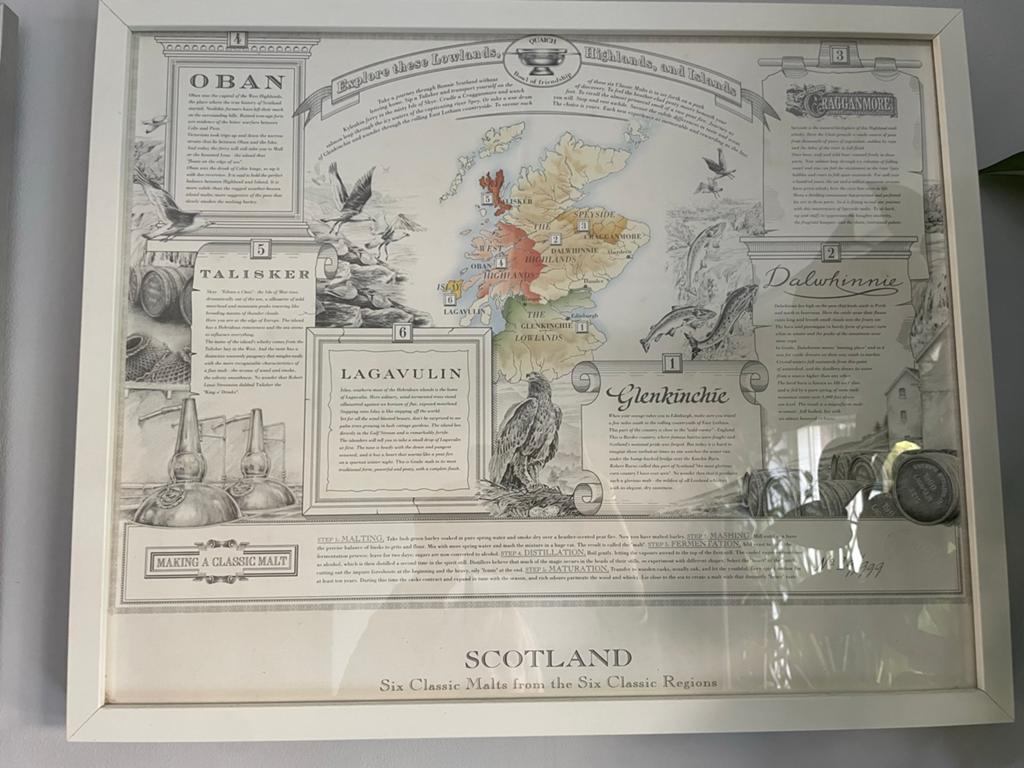 Ingelijste Schotland Whisky Regio's Kaart, Ophalen, Zo goed als nieuw, 75 tot 100 cm, Print