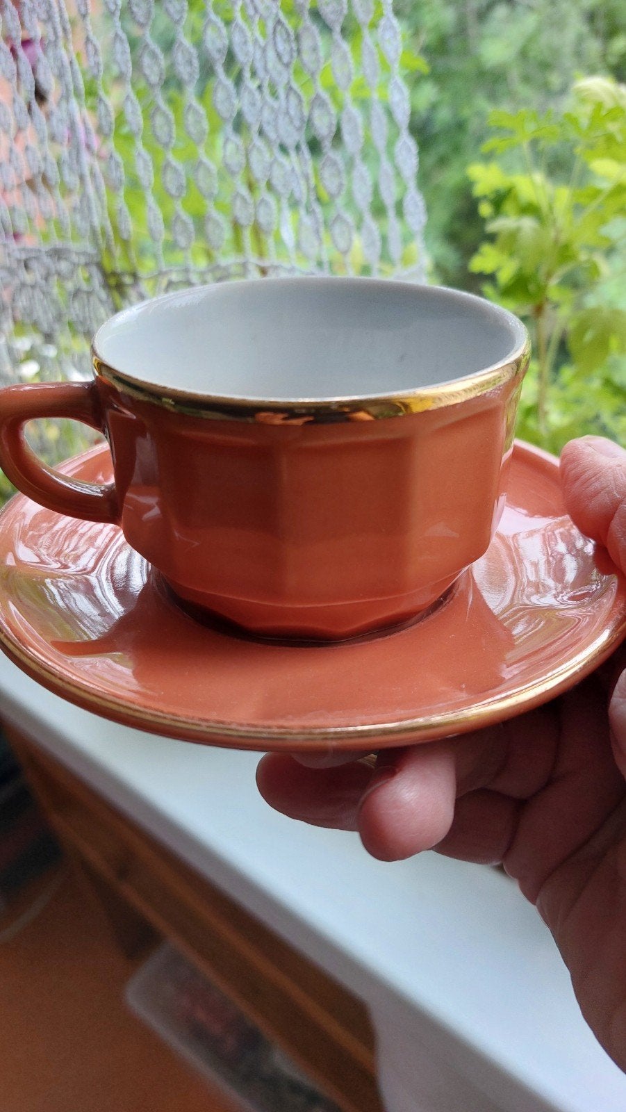 Apilco flora oranje kop en schotel, Antiek en Kunst, Ophalen of Verzenden