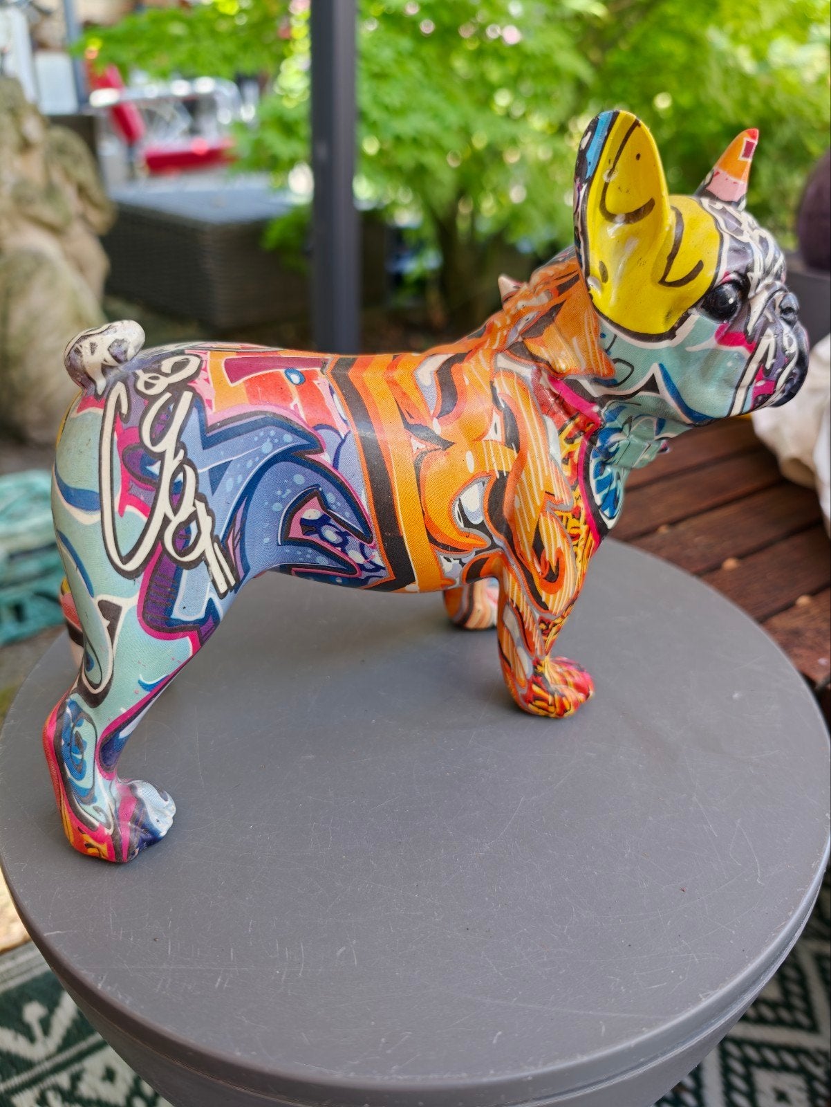 Bulldog Graffiti Beeld - Kleurrijk en Modern, Kunststof, Ophalen of Verzenden, Zoogdier, 20 - 50 cm