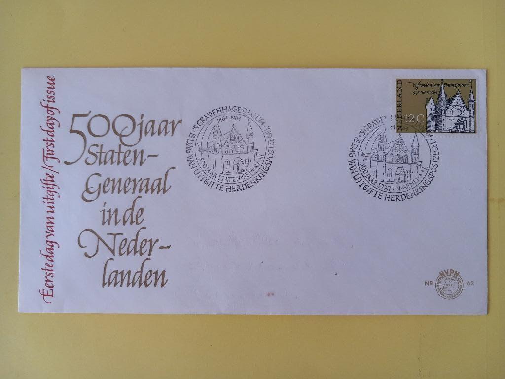 1964 Staten Generaal FDC E62 met open klep, Postzegels en Munten, Verzenden, Beschreven, Nederland