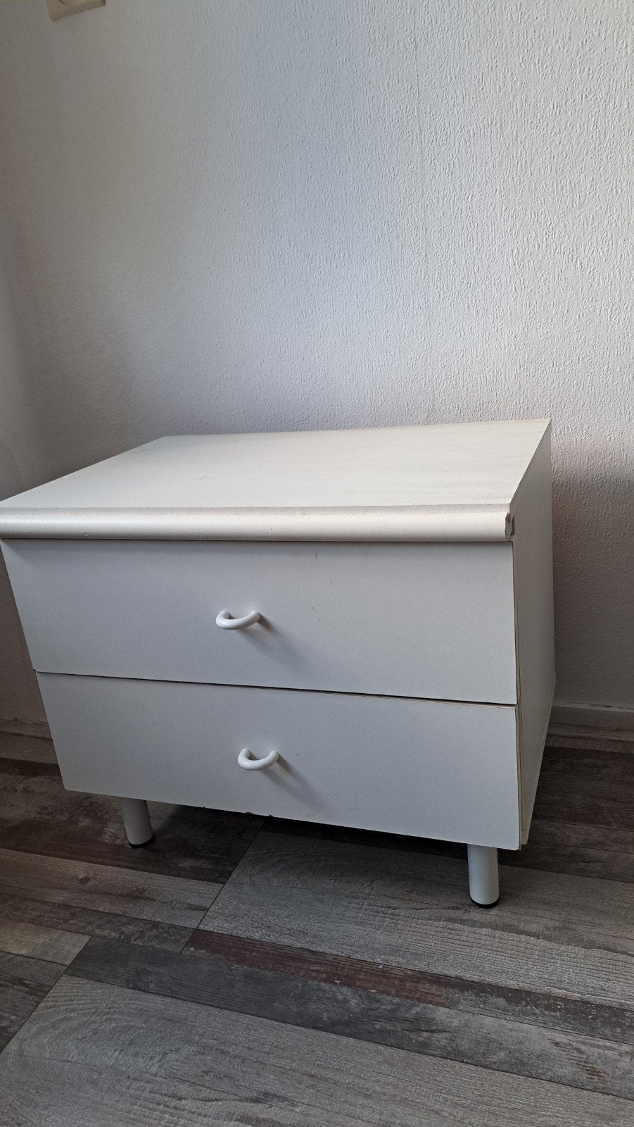Nachtkastje met 2 lades, wit, Huis en Inrichting, Slaapkamer | Nachtkastjes, Ophalen, Minder dan 45 cm
