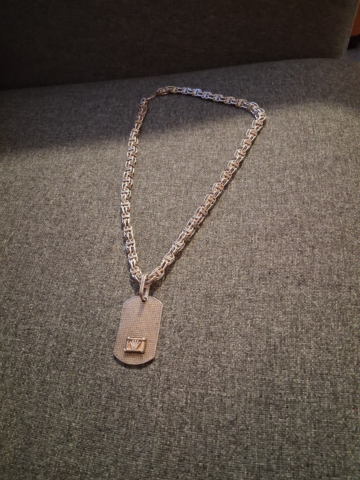 Magnum schakelketting met Rolex hanger, 130 gram, Ophalen of Verzenden, Zo goed als nieuw, Zilver, Overige materialen
