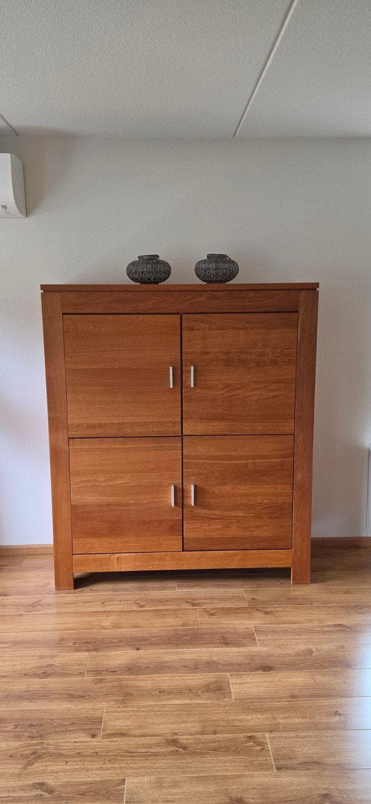 Geolied eiken kast met 4 deuren en planken, Ophalen, 25 tot 50 cm, 100 tot 150 cm, 150 tot 200 cm