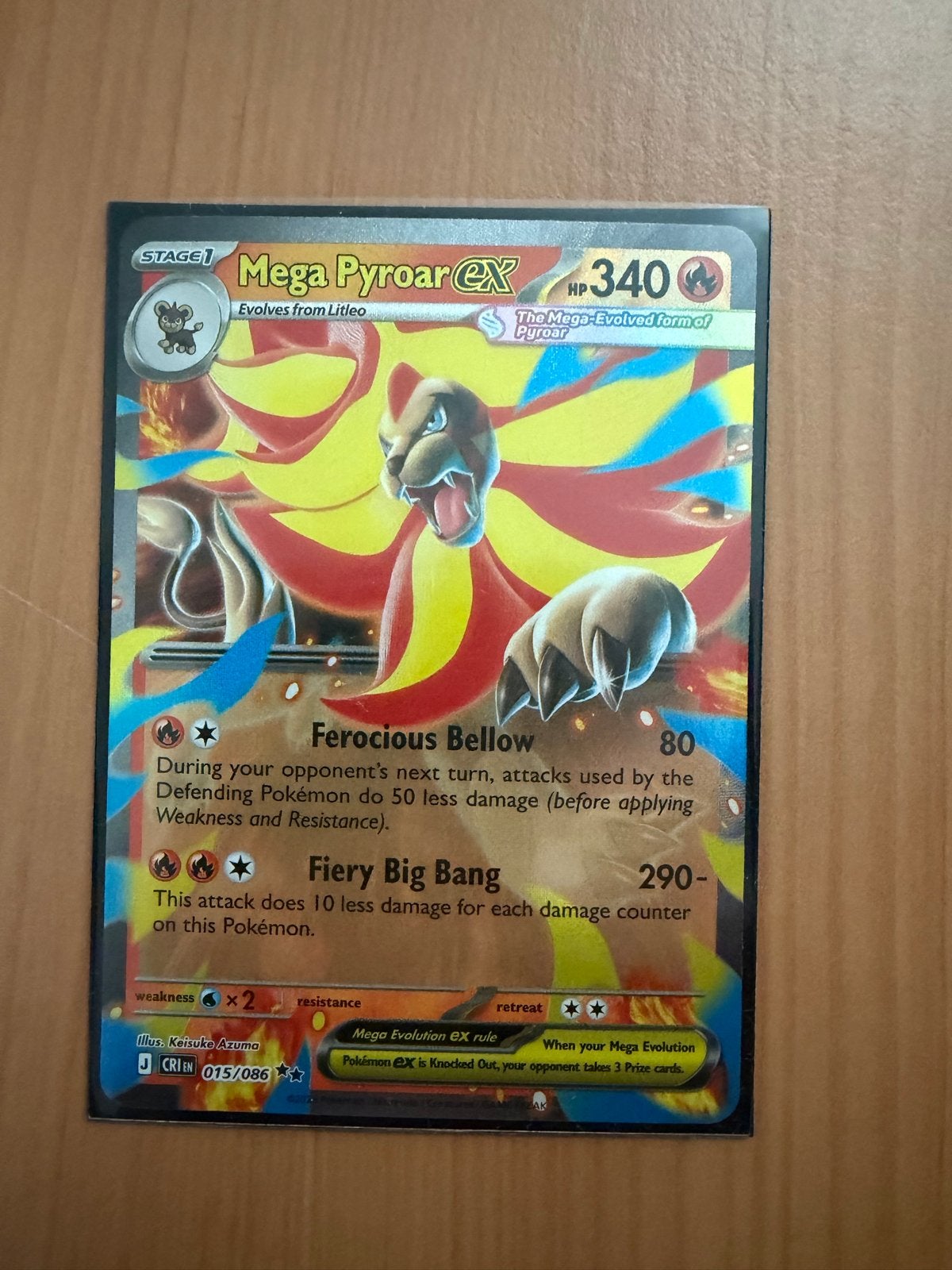 Chaos rising Mega Pyroar EX Pokémon Kaart (015/086), Ophalen of Verzenden, Gebruikt, Losse kaart