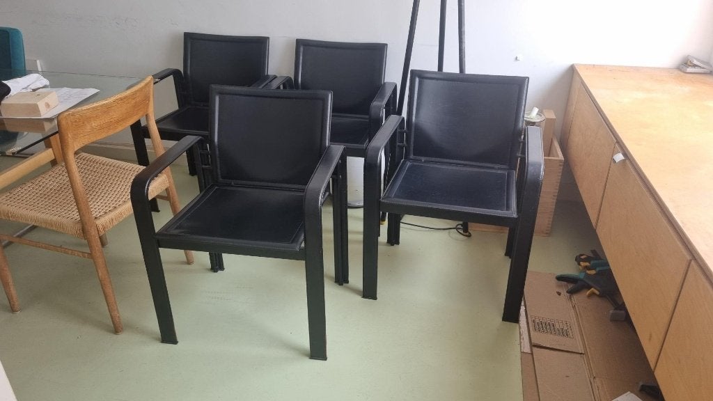 stoelen  4      Matteo Grassi GOLFO DEI POETI, Ophalen, Gebruikt, Zwart, Leer