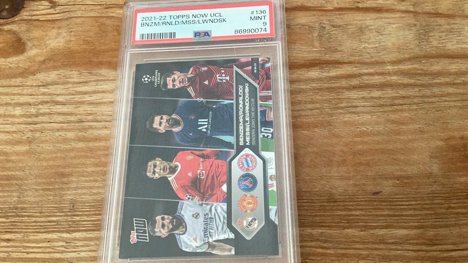 Benzema,Ronaldo,Messi,Lewandowski PSA graded, Verzenden, Zo goed als nieuw, Plaatje