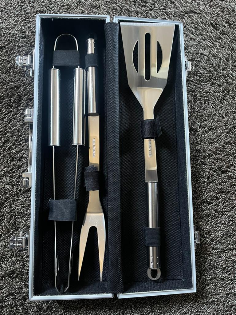 BBQ Gereedschap Set RVS in Koffer - 3-delig, Tuin en Terras, Barbecue-accessoires, Ophalen of Verzenden, Nieuw