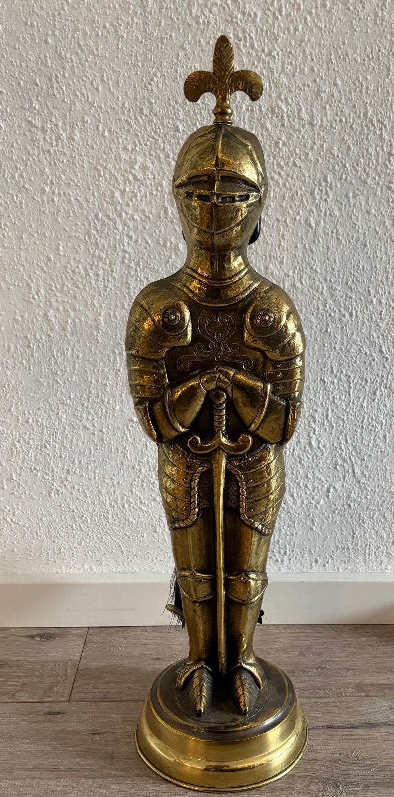 Vintage koper / messing middeleeuwse ridder  XL haardstel, Ophalen of Verzenden, Koper