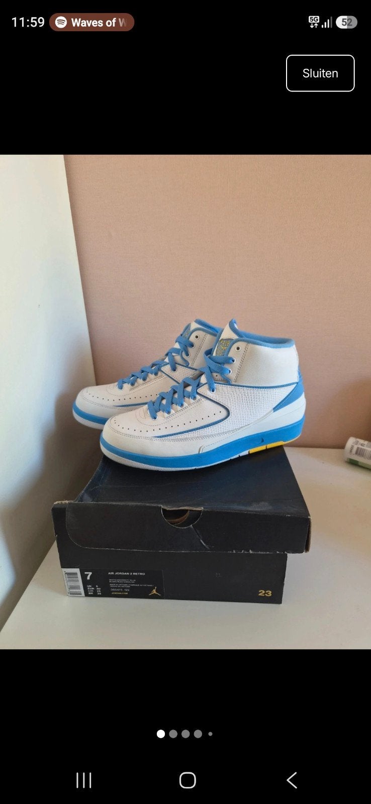 Nike Air Jordan 2 Retro - Wit/Blauw - Maat 40, Wit, Nike, Nieuw, Ophalen of Verzenden